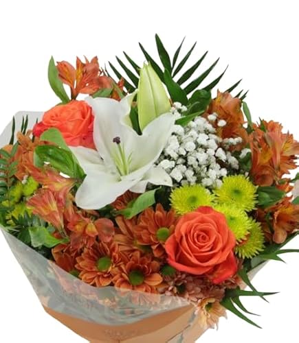DECOALIVE| Ramo de Flores Naturales Naranjas| Ramo Perfecto para Regalar