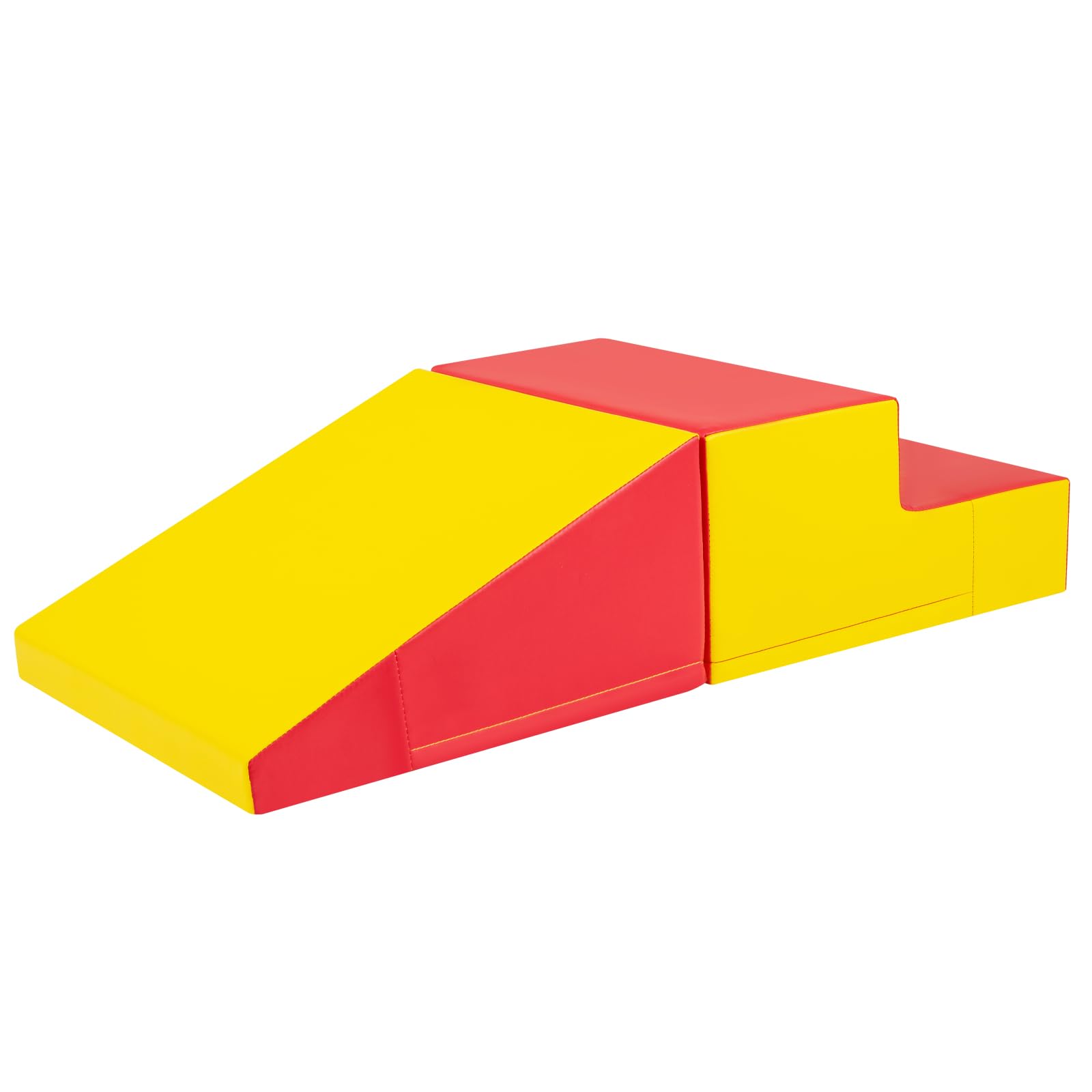 GYMAX Kids Climb and Crawl Play Equipment, 2-Piece Baby Soft Foam Blocks Toys, Toddlers Lightweight Activity Play Set for Climbing Crawling (Red+Yellow)