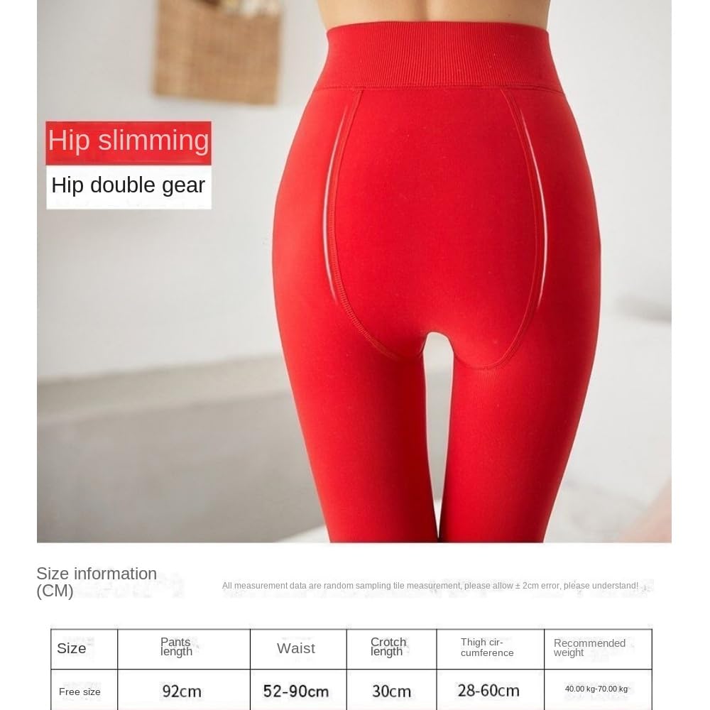 Collant Termici Donna Leggings Rossi per Le Donne in Primavera E Inverno più Dimensioni Pantaloni da Usura Esterna Addensati-calpestando I Miei Piedi-500 Grammi-Rosso
