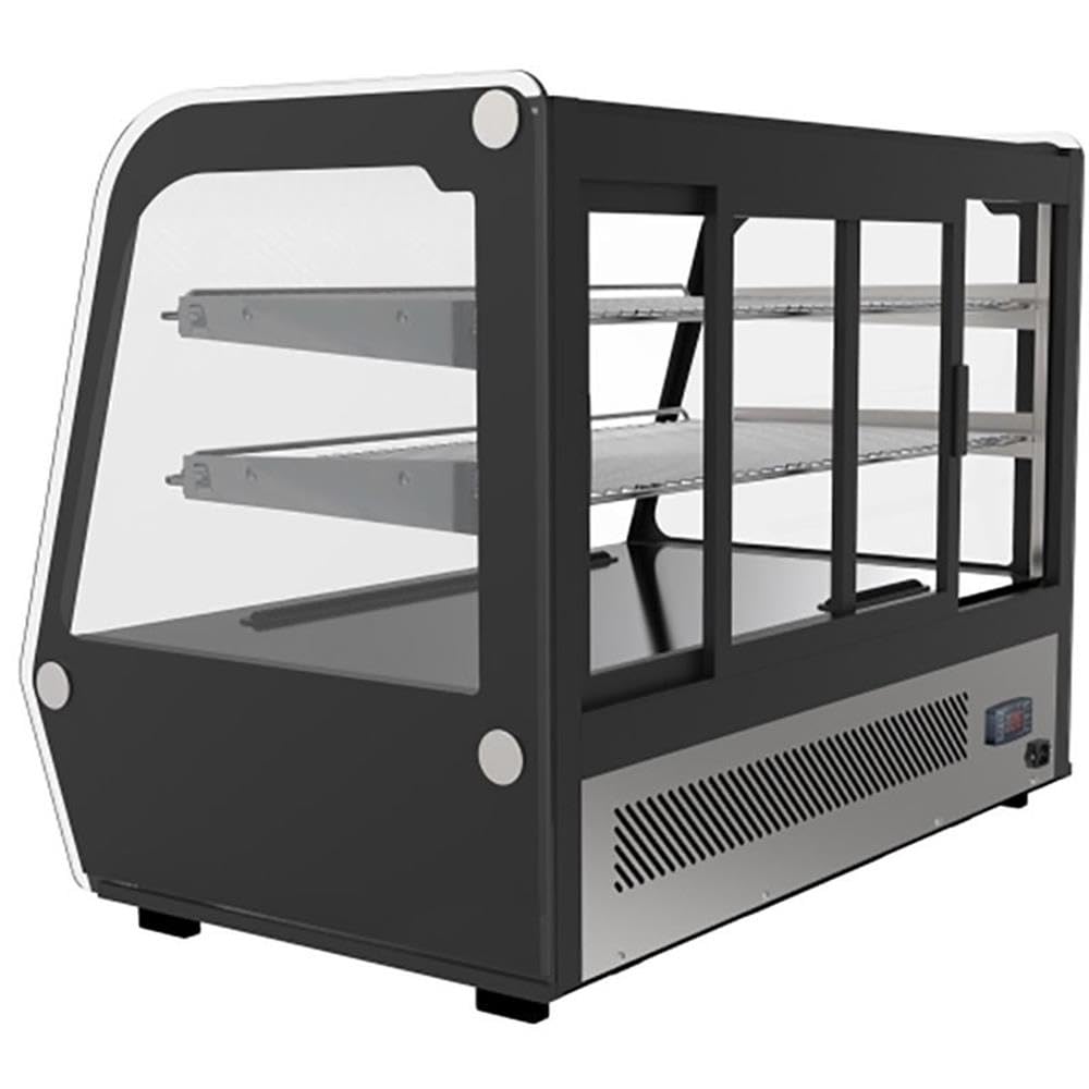 Pemberly Row 35" Stainless Steel Countertop Refrigerator Display Case In Black on Fridge.com - View 4