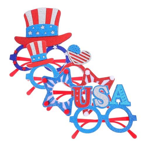 PRETYZOOM 4stücke Teiliges Independence Day Partybrillen Flaggen Design Leichte Komfortable Fasung Passend für Gesichtsformen für Patriotische Feierlichkeiten Am Juli