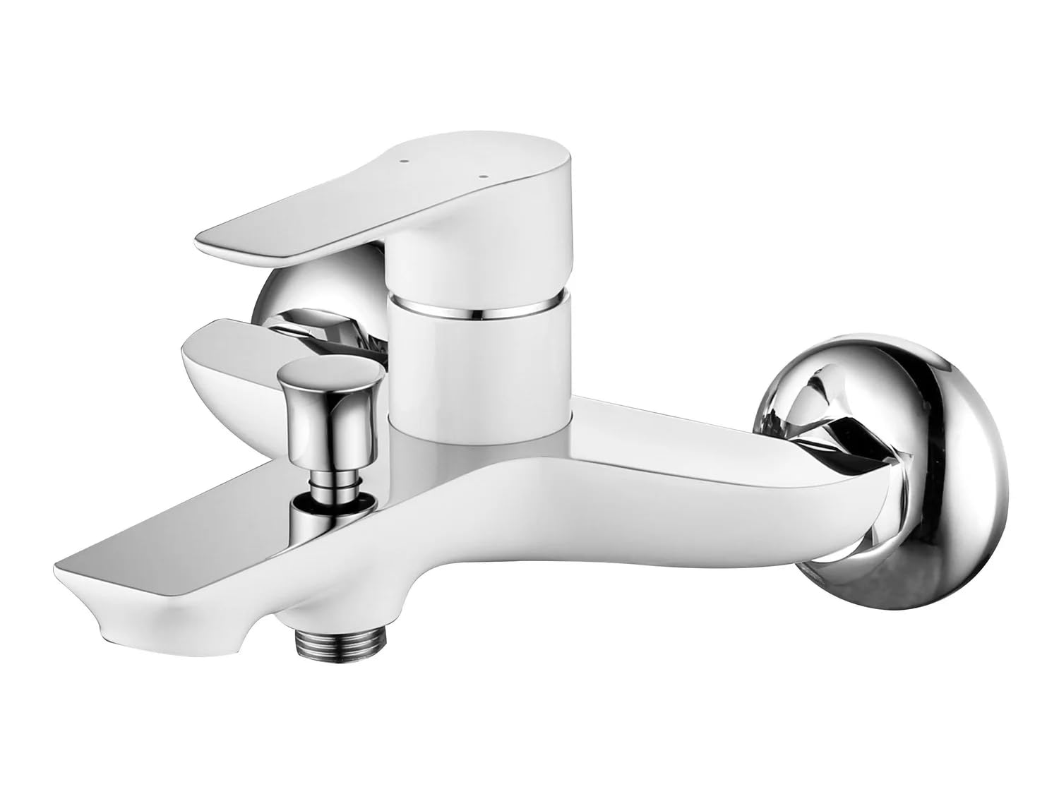 Bathtub Shower Mixer Hot and Cold, Luxury Bathtub Shower Mixer, Mirror Finish, Color: White/Chrome