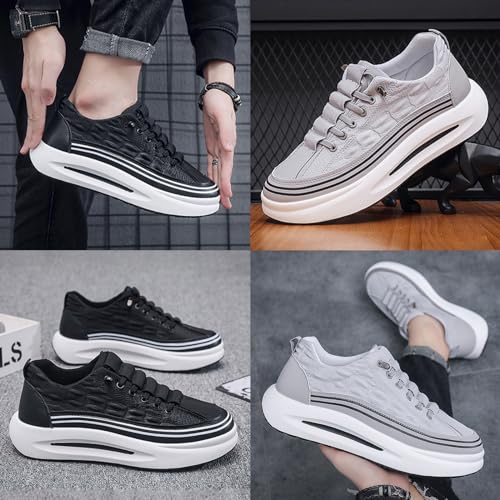 MOYOWEI Men's Print Fashion Sneakers,Lightweight Comfort Non-Slip Shock-Absorbing Elastic Lace-Up Height Casual Shoes3
