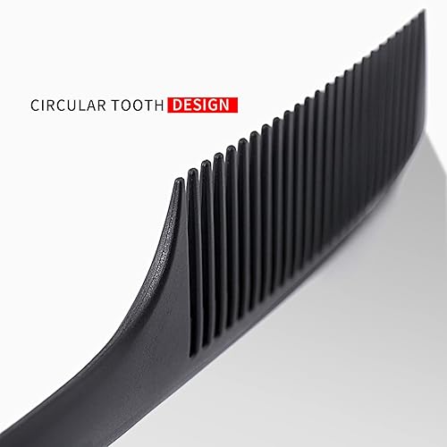 Vista 3 de Peine desenredante grande con mango profesional, fibra de carbono, corte, peluquería, peinado, diente redondo, peluquería, peluquería, peine
