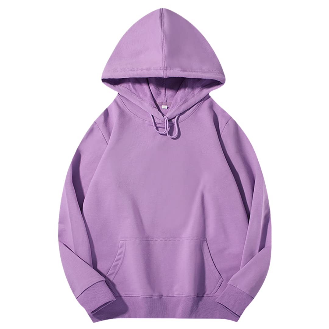 Damskie bluzy z kapturem Solidna bawełna Luźna dzianina Harajuku Sweter Bluza Taro Fioletowy M (50-55) kg