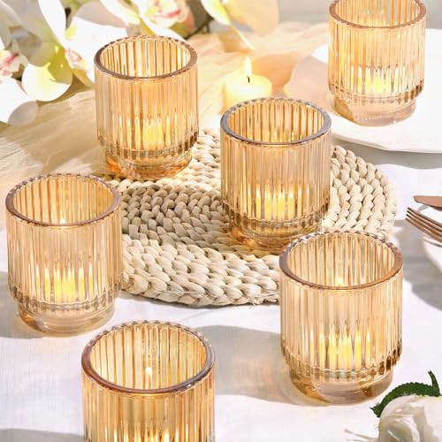 DEVI 8pcs Large Gold Votive Candle Holders for...