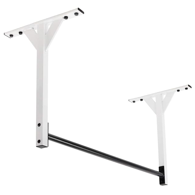 Wall or Ceiling Mount Pull Up Bar with 48 Straight Bar and 22 Risers Double Wall Mounting Plates
