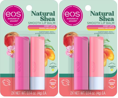 Image of eos Natural Shea Lip Balm- Honey Apple & Mango Melonade, 0.14 oz, 4-pack