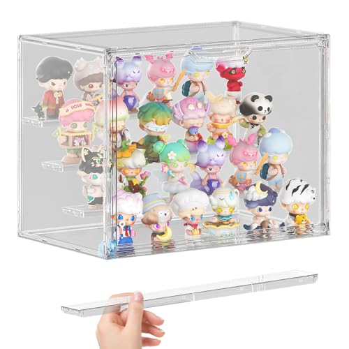 Acrylic Display Case for Collectibles 4 Layer Adjustable Figure Display Cases Large Clear Stackable Figurine Case Box with Magnetic Door & Shelves Hobby Showcase Display Box (Maybe in 1 or 2 Packs)