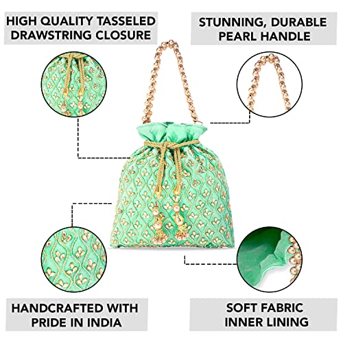 Image of Aheli Potli Purses Gift for Women Handmade Evening Handbag Stylish Bridal Fashion Wristlet