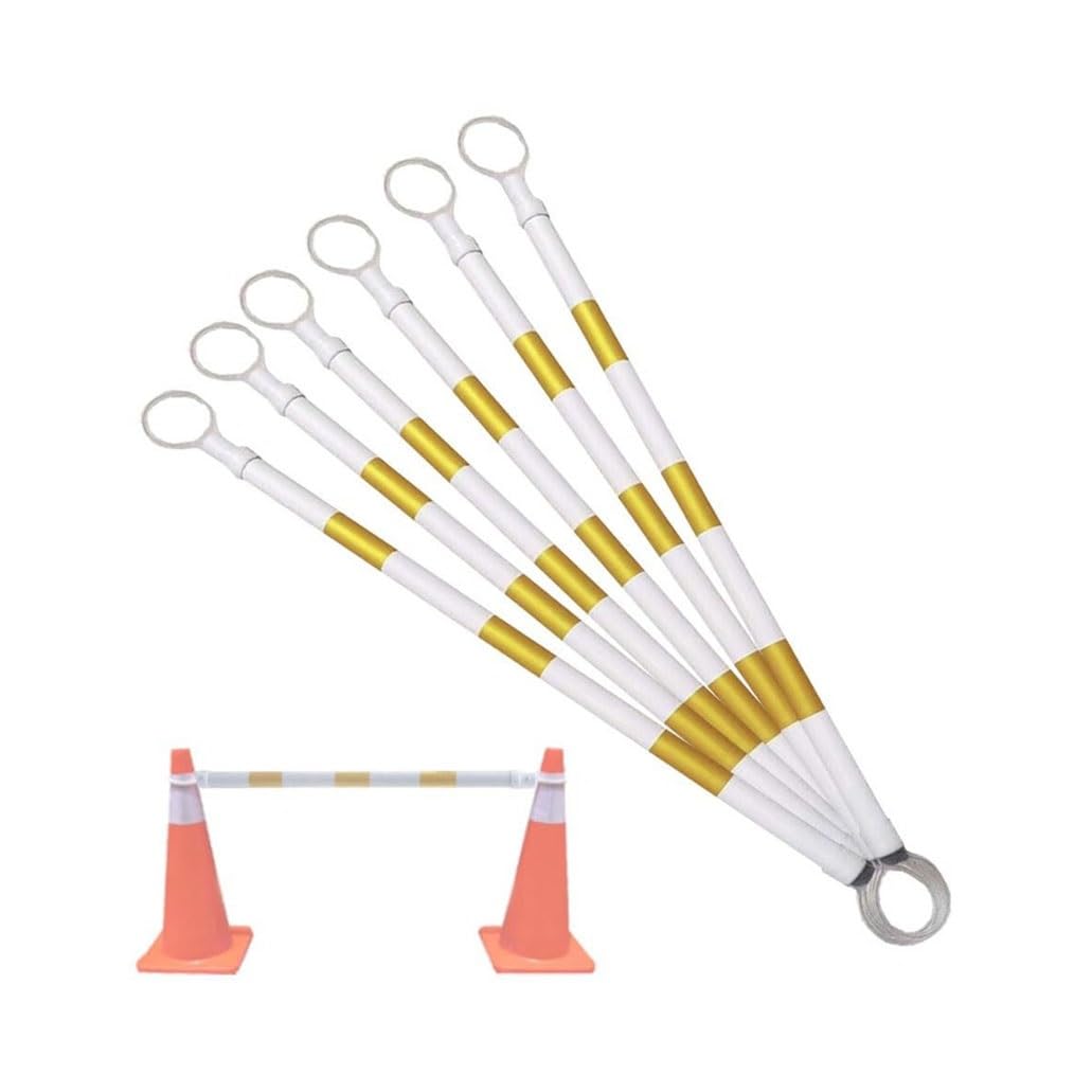 Barre Per Coni Stradali 12 Pezzi Asta Di Prolunga Per Barriera Di Coni Stradali Asta Di Collegamento Retrattile Per Cono Di Sicurezza Stradale(White and Yellow,6Pcs)