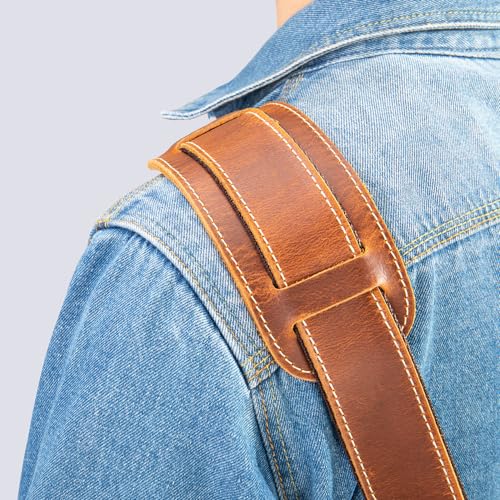 Image of Full Grain Leather Bag Strap Replacement - Adjustable Shoulder Strap for Messenger Briefcase Duffle Crossbody Bags