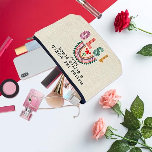 55th Birthday Gifts for Her Women, Happy 1970 55th Birthday Decorations Makeup Bag, Anniversary 55 Year Old Gift Ideas for Wife, Sister, Mom, Aunt, Cosmetic Travel Pouch for Mothers Day, Christmas3