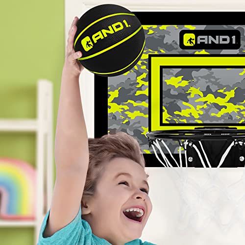And1 Over The Door Mini Hoop: - 18”X12” Pre-Assembled Portable Basketball Hoop With Flex Rim, Includes Two Deflated 5” Mini Basketball – Volt/Black (5A1Gt0110F0E2) #TOP6