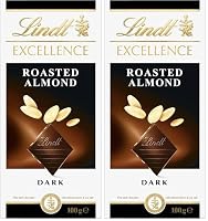 Lindt Excellence Roasted Almond Dark Chocolate Block 100g (Pack of 2)