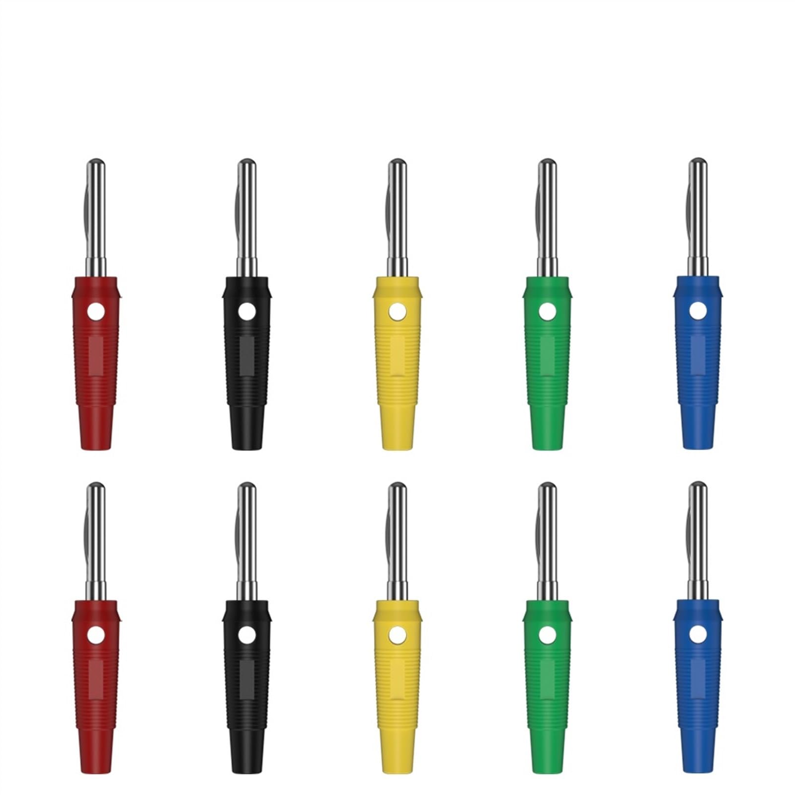 Fiche Banane en cuivre de 4MM, 10 pièces, connecteur à souder empilable isolé à Courant élevé for amplificateur de Haut-Parleur Q.10019(5 Colors x 2)