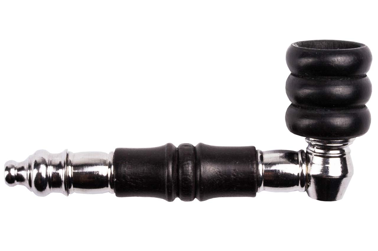 Weedness Smoking Pipe Metal Pipes 10 cm Silver/Black - Pipe Steel Wood Pipe