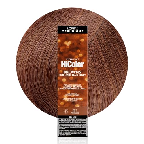 L'Oréal Technique HiColor Browns & Blondes Permanent Hair Color - Lifts Dark Hair in One Step, No Brassiness, Rich, Smooth Creme Formula, Intense, Long-Lasting Color, Hicolor Soft Auburn