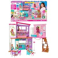 ​Barbie Vacation House (42 in) Dollhouse Playset with 2 Levels, 6 Rooms, Elevator Swing & 30+ Pieces, Toy for 3 Year Olds & Up
