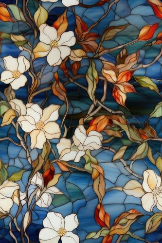 Vinilo decorativo para ventana 40x300 cm flores blanco y azul miniatura 6