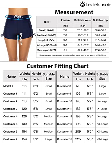 Lecieldusoir Women's Plus Size Bathing Suit Shorts High Waisted Swim Bottoms Swimsuit Boy Shorts Swimwear Board Shorts Navy Blue #TOP5