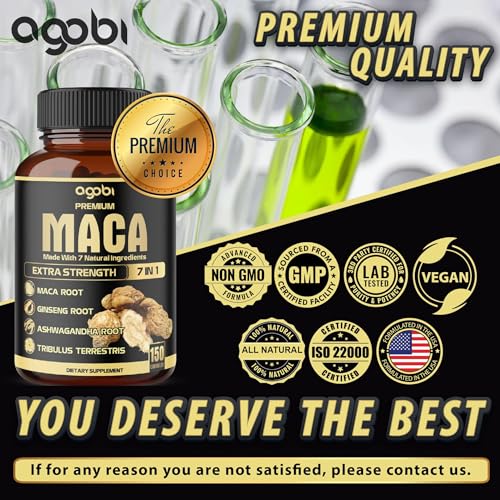 image for agobi 7in1 Premium Maca Root Capsules - with Ashwagandha, Ginseng, Tri
