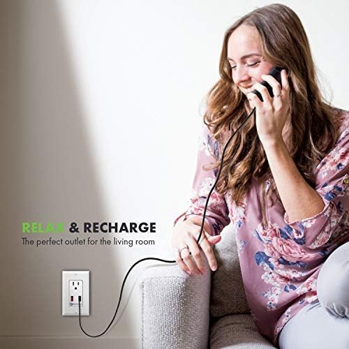 TOPGREENER 36W Quick Charge 3.0 USB Wall Outlet, Compatible with Samsung Galaxy S20/S10/S9/Note, iPhone SE/11/XS/XR/X/8, LG, HTC & More, UL Listed, TU1152QC3, White