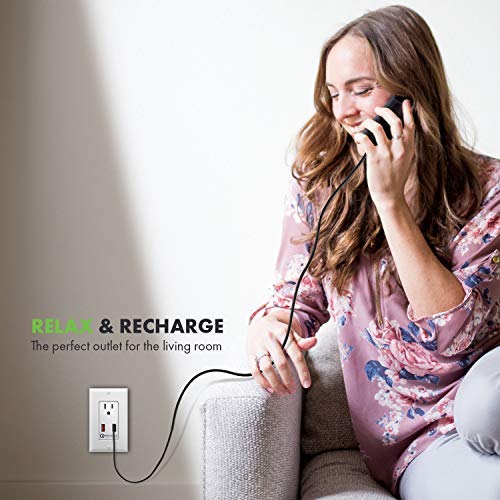 Topgreener 36W Quick Charge 3.0 Usb Wall Outlet, Compatible With Samsung Galaxy S20/S10/S9/Note, Iphone Se/11/Xs/Xr/X/8, Lg, Htc & More, Ul Listed, Tu1152Qc3, White #TOP5