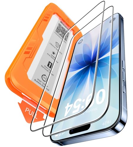 BossKiss for iPhone 17 Screen Protector 6.3 inch, [TOP 9H+ Hardness] [Military Grade Shatter Protection] [Sensitive Touch] [Easy Installation] [HD Clear] Full Coverage Tempered Glass 2 Pack