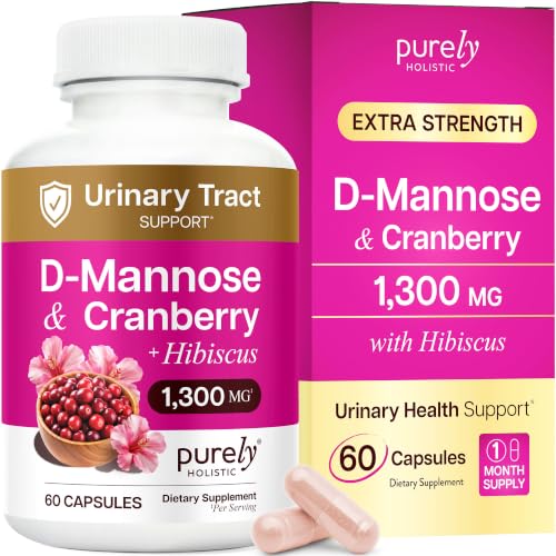 Image of D Mannose with Cranberry, Drug-Free Urinary Tract Health Support, Vegan | Evidence-Based DMannose 1300mg for Urinary & Bladder Health for Women, D Mannose Supplements for Women & Men, 60 Capsules