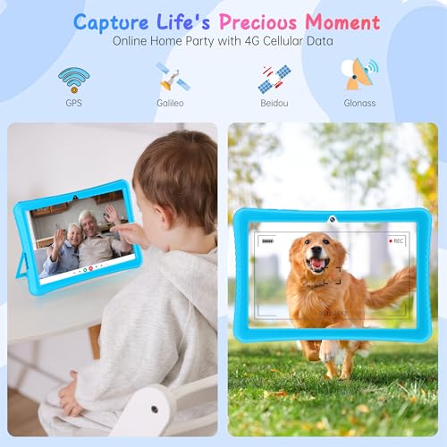Image of HAOVM Tablet 10 inch Android 14, 4G SIM Unlocked, Kid Tablet with SIM Card Slot, IPS Touch Screen, 2.0GHz Fast Processor, 3GB+32GB+TF Expand,2.4G /5GHz WiFi,8MP Camera, GPS, with Blue case