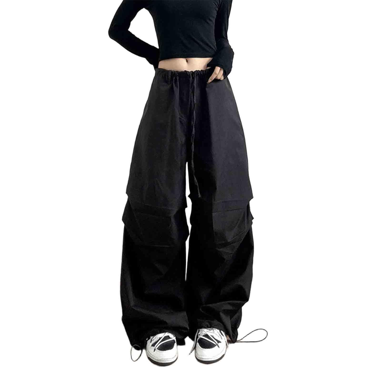 Womens Loose Casual Wide Leg Pants with high Waist and Hanging Feeling Straight Leg Cargo Pants