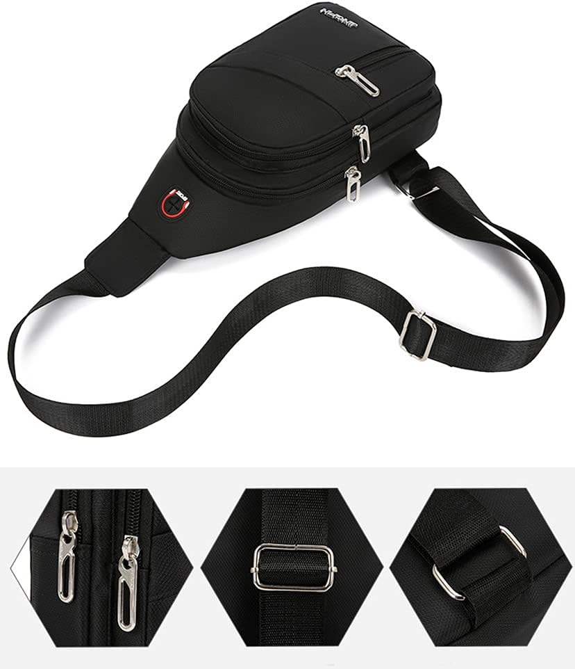 Yerchic Small Casual Daypack Sling Backpack Crossbody Chest Bag with Earphone Hole for Travel Outdoor Sports (Black) : Clothing, Shoes & Jewelry