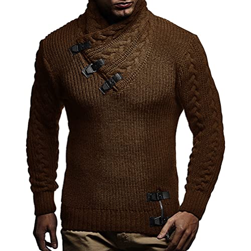 JMSUN Suéteres masculino Suéter masculino gola alta cor sólida manga longa blusa de malha manga long