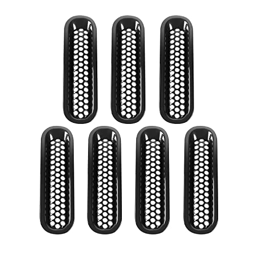 Rt-Tcz Jk Grille Inserts, Front Grill Mesh Black Accessories For Jeep Wrangler Jk Jku Rubicon Sahara Unlimited 2007-2015 (7Pcs) #TOP4