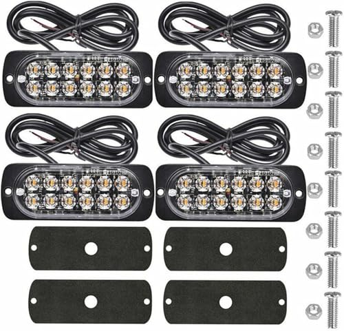 Luces de advertencia laterales de coche, balizas de peligro, intermitentes de emergencia, 12 LED, impermeables, a prueba de golpes, de baja potencia, fácil instalación, multifuncionales para