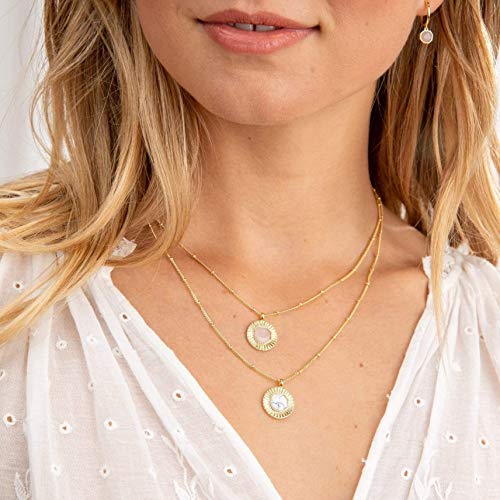 Gorjana Women's Adjustable Power Gemstone Coin Necklace For Calming, 18K Gold Plated, Howlite Charm #TOP3
