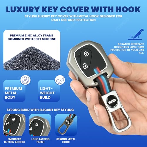 Image of Coll of Fest Premium Metal Silicon Key Cover Compatible with Honda Civic | Jazz | City | Brio | Amaze | WR-V | CR-V (2006-2015) 2 Button Full Metal Protections