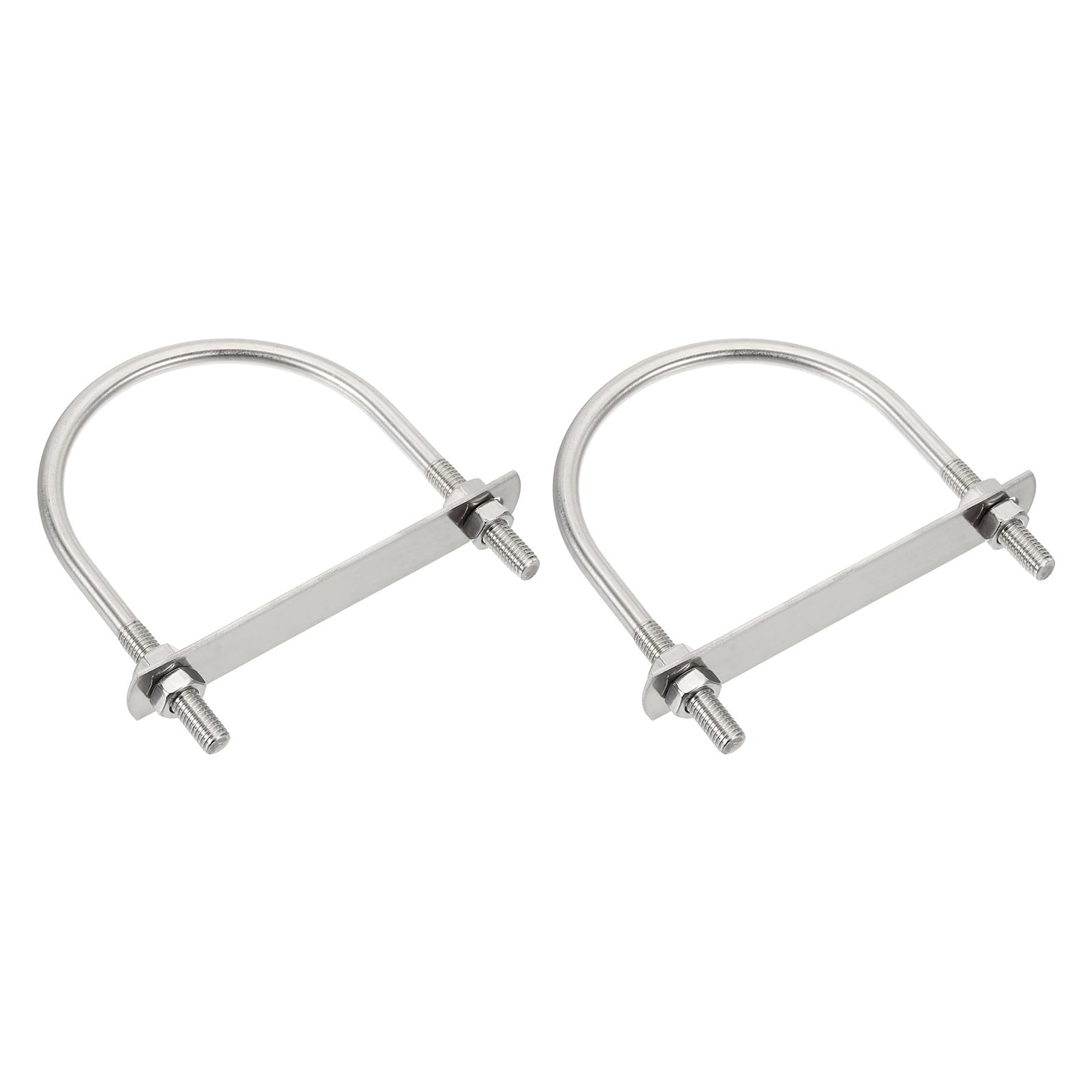 sourcing map M8 U-Bolts, 2 Sets 89mm(3.5") Inner Width 116mm Length 304 Stainless Steel Round Bend U Clamp with Nuts and Plates for Ski Boat, Fishing Boat