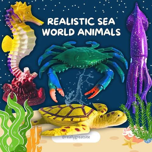 Image of Big Size Animals Toys for Kids Big Size for Kids 3+ Years 6PCs Fish Ocean Animal Toy Set Figure | Water Animals Birthday Gifts Water Ocean Animal Figurines Toys (Undersea Animal)