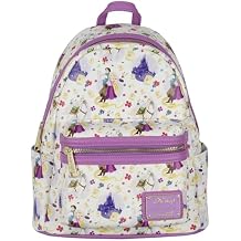حقيبة ظهر صغيرة لطيفة مطبوعة بالكامل من Loungefly Disney Tangled Rapunzel Flynn Ryder And Maximus مقاس 11 بوصة