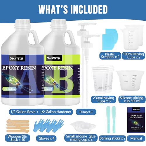 Image of Epoxy Resin 1 Gallon - Crystal Clear Epoxy Resin Kit - Self-Leveling, High-Glossy, No Yellowing, No Bubbles Casting Resin Perfect for Crafts, Table Tops, DIY 1:1 Ratio