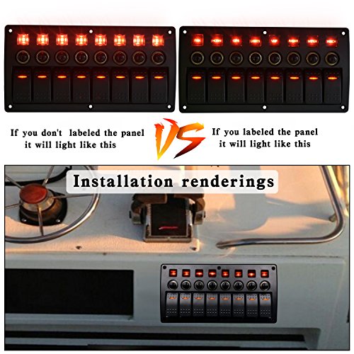 WUPP Boat Rocker Switch Panel Waterproof 8 Gang 3PIN & Circuit Breaker Overload Protection LED Switch Panel DC12/24V ON-Off Aluminium Switches for Marine RV Car Truck Trailer, Christmas Gift Idea - Thumbnail 6