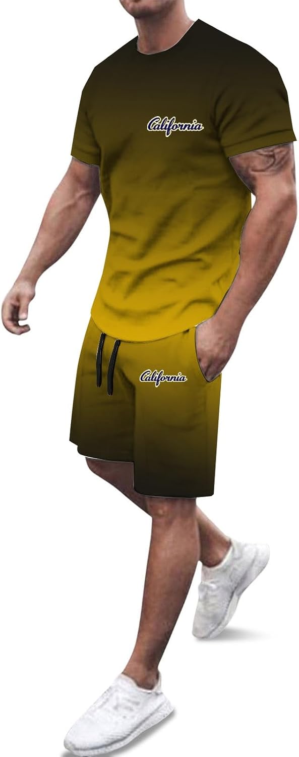 Herren Sportbekleidungsset mit City Letter Print T-Shirt Loose Fit Casual Activewear Outfit