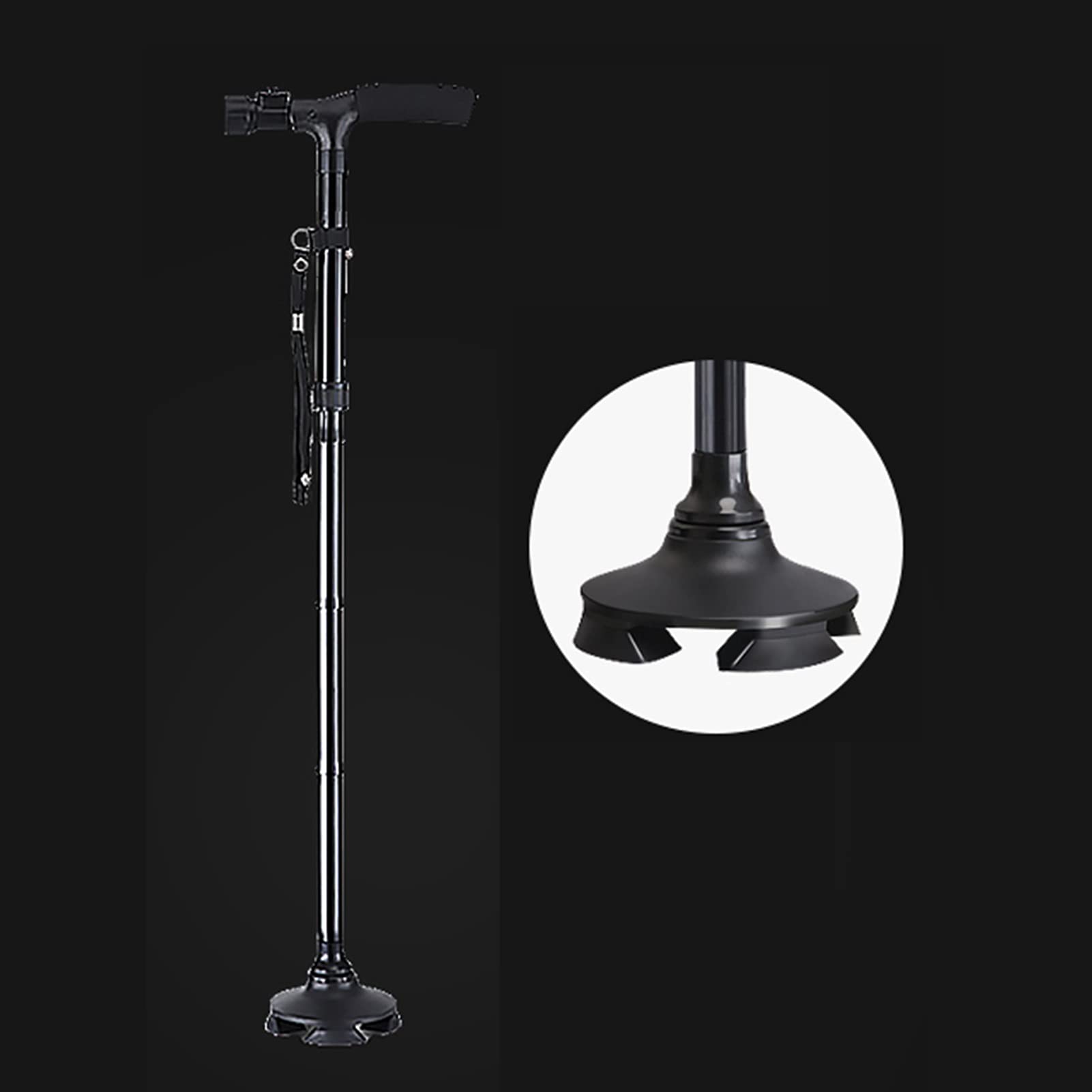 Black Plegable bastando Bastones, bastón para Mujeres y Hombres, palitos Ajustables de Altura, Bastones portátiles Ligeros, ayudas para Caminar para los Ancianos