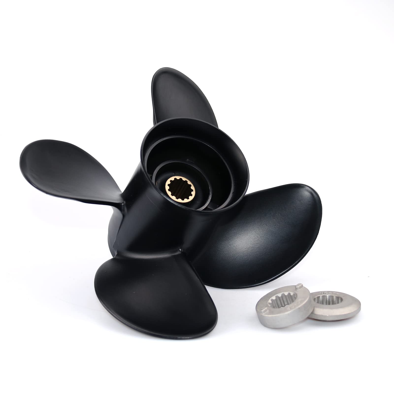CAPTAIN 4 Blades Boat Propeller fit Mercury, 10.3 x13, 15 Spline Tooth Outboard Motor Prop, RH Aluminum Engines Propellers for 25 Bigfoot 30 SeaPro 35 40 Marathon 45 48 Mariner 50 55 60 70 Model 75 HP