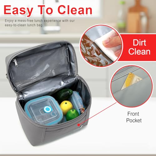 Image of NOL Natural Organic Lifestyle Insulated Lunch Bags for Women Cooler Bag Lightweight Nylon Waterproof Lunch Box For Work (Cool gray, Medium(normal))