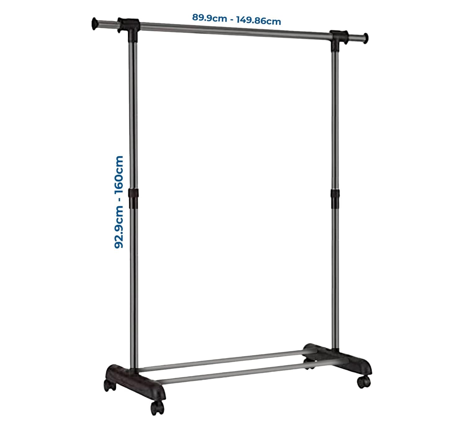 edihome, Appendiabiti per vestiti, guardaroba, appendiabiti, armadio per vestiti, resistente, in metallo e portatile con ruote