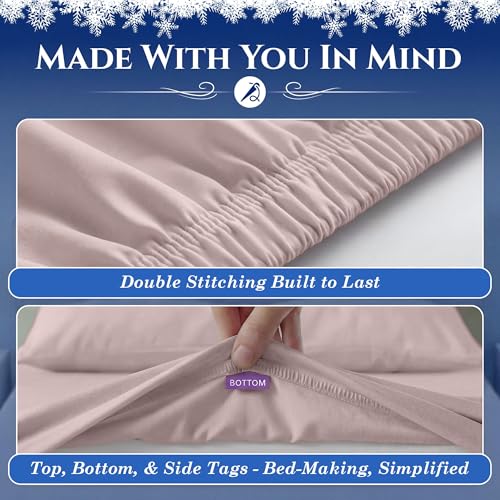 SLEEPHORIA Cooling Fitted Sheet Calfornia King Size - 1 PC BreezeWeave Cooling Sheets for Hot Sleepers & Cool Rest w/ 16 in Deep Pocket - Corner Straps, Cloud Soft - 69 x 81 in (Light Pink) — view 6