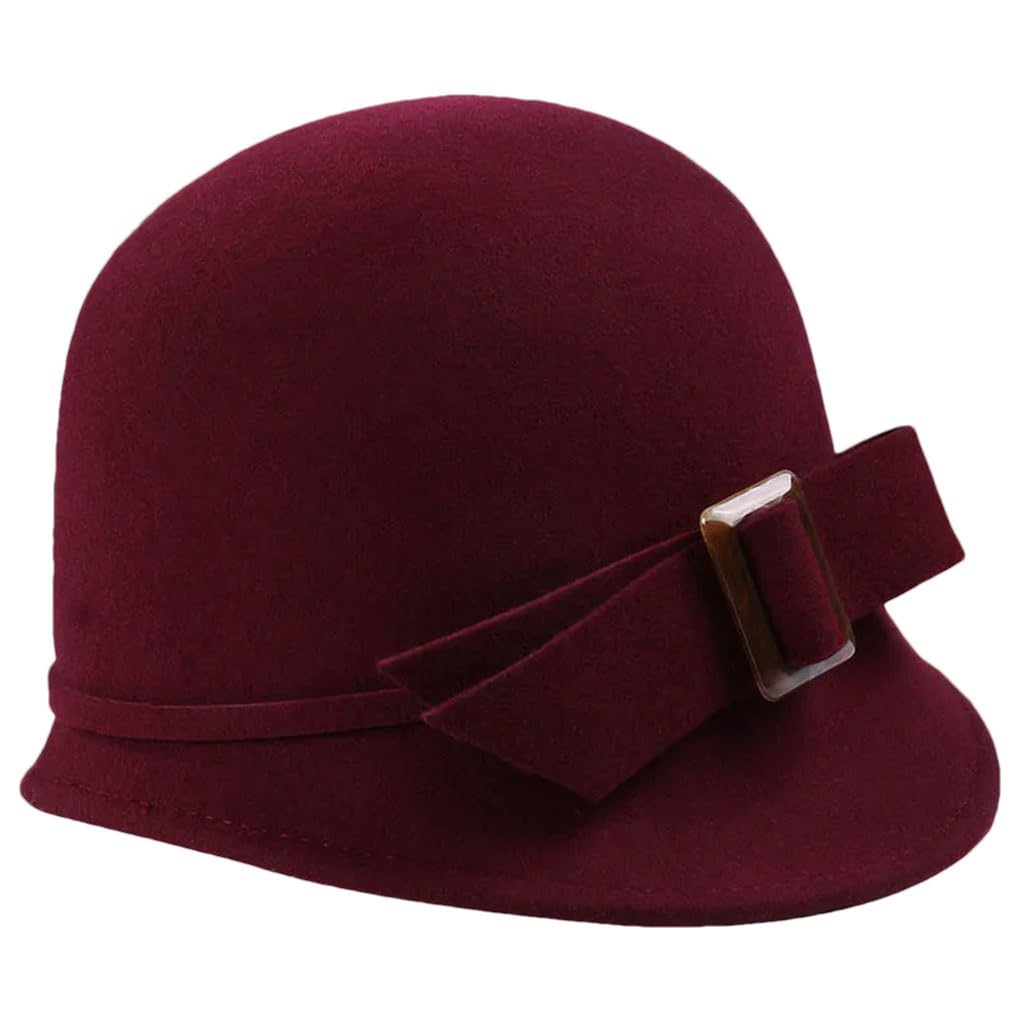 Cappello a cloche da donna in feltro di lana nero con fiocco a tesa larga Fedora cappelli floppy da donna cappelli derby